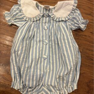 Vintage Carter’s Blue Striped Baby Romper | Size 12M